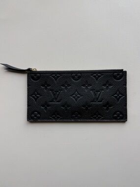 Louis Vuitton LV Black Pochette Embossed Monogram Long Zip Wallet - LIKE NEW